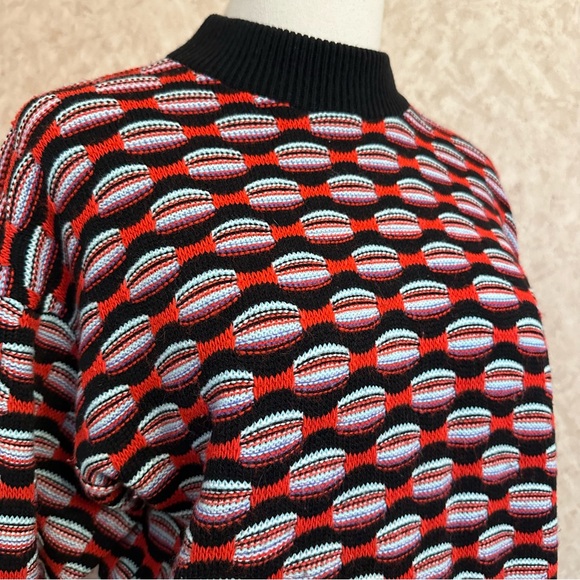VTG 80s 90s Retro Red & Black Textured Knitted Sweater - Picture 2 of 9